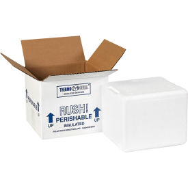 Global Industrial B1878680 Global Industrial™ Foam Insulated Shipping Kits, 6"L x 5"W x 4-1/2"H, White, 8/Pack image.