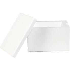 Global Industrial B1878683 Global Industrial™ Insulated Foam Containers, 8"L x 6"W x 4-1/4"H, White, 12/Pack image.
