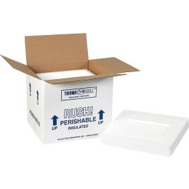 Global Industrial B1878681 Global Industrial™ Foam Insulated Shipping Kits, 10-1/2"L x 8-1/4"W x 9-1/4"H, White, 2/Pack image.