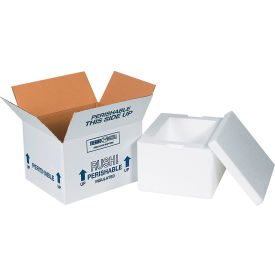 Box Packaging Inc 227C Foam Insulated Shipping Kit, 12"L x 10"W x 7"H, White image.