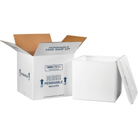 Box Packaging Inc 240C Foam Insulated Shipping Kit, 13"L x 13"W x 12-1/2"H, White image.