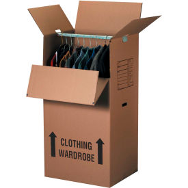 Global Industrial™ Wardrobe Packing Cardboard Corrugated Boxes 24""L x 20""W x 34""H Kraft