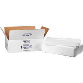 Box Packaging Inc 260C Foam Insulated Shipping Kit, 19-1/2"L x 11-1/2"W x 4-1/8"H, White image.