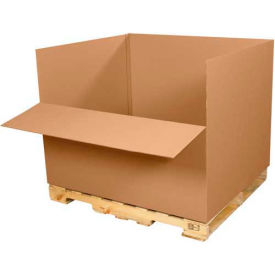 Global Industrial B1638632 Global Industrial™ Easy Load Half Slotted Cargo Containers, 48"L x 40"W x 36"H, Kraft image.