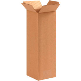 Global Industrial B1638357 Global Industrial™ Tall Cardboard Corrugated Boxes, 5"L x 5"W x 12"H, Kraft image.