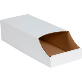 Box Packaging Inc BINB818 Single Wall Stackable Corrugated Bin Box, 8"W x 18"D x 4-1/2"H, Oyster White image.