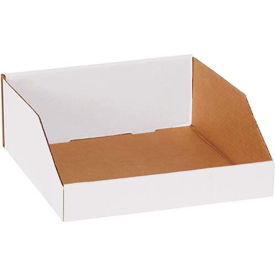 Global Industrial B684577 Global Industrial™ Open Top Corrugated Bin Boxes, 12"Wx12"Dx4-1/2"H, White image.