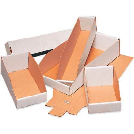 Box Packaging Inc BINMT415 4" x 15" x 4-1/2" Open Top White Corrugated Bin Boxes image.