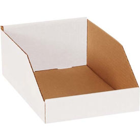 Global Industrial B684554 Global Industrial™ Open Top Corrugated Bin Boxes, 8"Wx12"Dx4-1/2"H, White image.