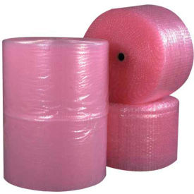 Global Industrial B1645836 Global Industrial™ Perforated Anti Static Bubble Roll, 12"W x 250L x 1/2" Bubble, Pink, 4/Pk image.