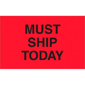 Labels with "Must Ship Today" Print 1-1/4"L x 2"W Fluorescent Red Roll of 500 
