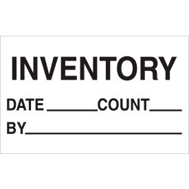 Labels with "Inventory - Date - Count - By" Print, 1-1/4"L x 2"W, Black/White, 500/Rolls view 2
