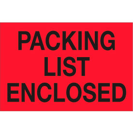 Box Packaging Inc DL1202 Paper Labels w/ "Packing List Enclosed" Print, 2"L x 3"W, Red & Black, Roll of 500 image.