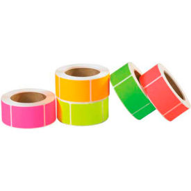 Box Packaging Inc DL1232 Rectangular Inventory Labels, 3"L x 2"W, 5 Fluorescent Colors, Roll of 5000 image.