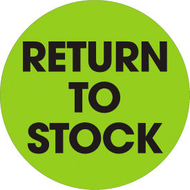Tape Logic® 2" Dia. Round Labels with "Return To Stock" Print Fluorescent Green Roll of 500 