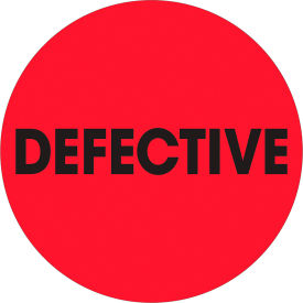 2" Dia. Round Paper Labels with "Defective" Print, Fluorescent Red, Roll of 500 view 2