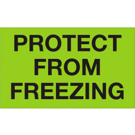 Labels with "Protect From Freezing" Print, 3"L x 5"W, Fluorescent Green, Roll of 500 view 2