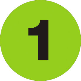 4"Dia. Circle Number Labels with "1" Print, Fluorescent Green, Roll of 500 view 2