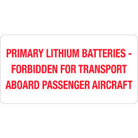 Air Specialty Labels, ''Primary Lithium Batteries'', 2"L x 4"W, Roll of 500 view 2