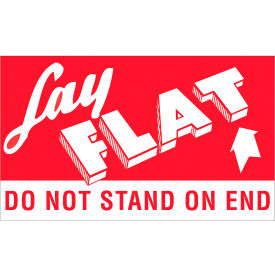 Labels with "Lay Flat-Do Not Stand On End" Print, 5"L x 3"W, Red/White, Roll of 500 view 2