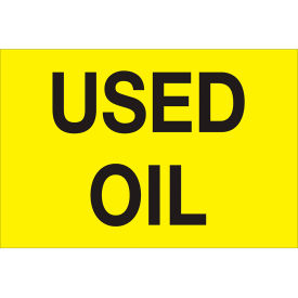 Paper Labels with "Used Oil" Print, 3"L x 2"W, Fluorescent Yellow, Roll of 500 view 2