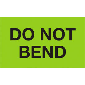 Labels with "Do Not Bend" Print, 5"L x 3"W, Fluorescent Green, Roll of 500 view 2