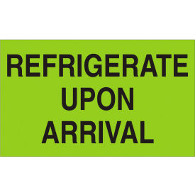 Labels with "Refrigerate Upon Arrival" Print, 3"L x 5"W, Fluorescent Green, Roll of 500 view 2