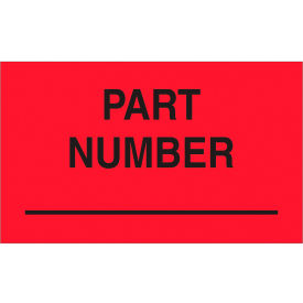 Labels with Print, 3"L x 5"W, Fluorescent Red, Roll of 500 view 2