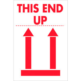Tape Logic® Labels with "This End Up" Print 3"L x 2"W Red/White Roll of 500 