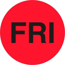 1" Dia. Round Paper Labels with "Fri" Print, Fluorescent Red, Roll of 500 view 2