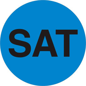 2" Dia. Round Paper Labels with "Sat" Print, Blue, Roll of 500 view 2