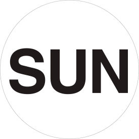 1" Dia. Round Paper Labels with "Sun" Print, White, Roll of 500 view 2