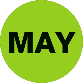 Tape Logic® 1" Dia. Round Paper Labels with "May" Print Fluorescent Green Roll of 500 