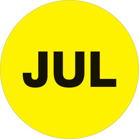 2" Dia. Round Paper Labels with "Jul" Print, Fluorescent Yellow, Roll of 500 view 2