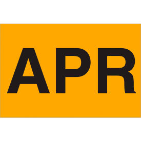 Paper Labels with "Apr" Print, 3"L x 2"W, "L, Fluorescent Orange, Roll of 500 view 2