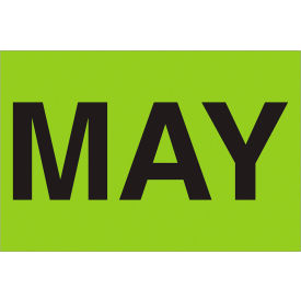 Paper Labels with "May" Print, 3"L x 2"W, "L, Fluorescent Green, Roll of 500 view 2