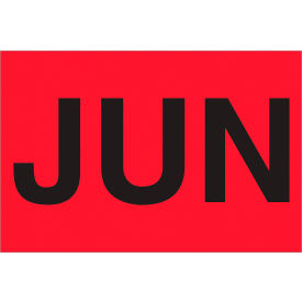 Paper Labels with "Jun" Print, 3"L x 2"W, "L, Fluorescent Red, Roll of 500 view 2