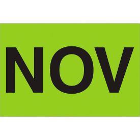 Paper Labels with "Nov" Print, 3"L x 2"W, "L, Fluorescent Green, Roll of 500 view 2