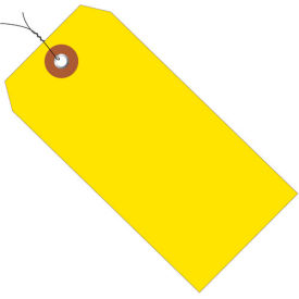 Global Industrial B1580237 Global Industrial™ Plastic Shipping Tag Pre Wired#5, 4-3/4"L x 2-3/8"W, Yellow, 100/Pack image.