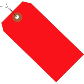 Global Industrial B1580175 Global Industrial™ Plastic Shipping Tag Pre Wired#5, 4-3/4"L x 2-3/8"W, Red, 100/Pack image.