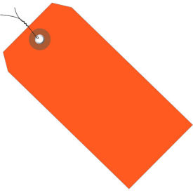 Global Industrial B1580304 Global Industrial™ Plastic Shipping Tag Pre Wired#8 6-1/4"L x 3-1/8"W, Orange, 100/Pack image.