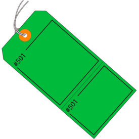 Global Industrial B1580375 Global Industrial™ Consecutively Claim Tag Pre Strung, #5, 4-3/4"L x 2-3/8"W, Green, 1000/Pk image.