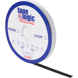 Box Packaging Inc HLT101 Tape Logic® Hook Tape Individual Strips with Adhesive, 75L x 1/2"W, Black image.