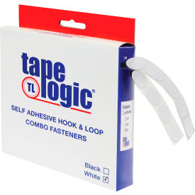 Box Packaging Inc HLT181 Tape Logic® Hook & Loop Tape Individual Dots with Adhesive, 1/2"L x 1/2"W, White, Pack of 200 image.