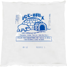 Box Packaging Inc IB12BPD Ice-Brix™ Cold Packs, 12 Oz., 6"L x 6"W x 1"H, White/Blue, 24/Pack image.