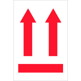 Tape Logic® Arrow Labels 6"L x 4"W Red/White/Black Roll of 500 