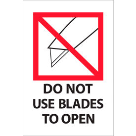 Labels w/ "Do Not Use Blades to..." Print, 6"L x 4"W, Red/White/Black, Roll of 500 view 2
