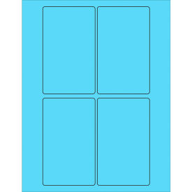 Rectangle Laser Labels, 5"L x 3"W, Fluorescent Pastel Blue, 4 Labels/Sheet view 2