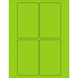 Tape Logic Rectangle Laser Labels 5"L x 3"W Fluorescent Green 4 Labels/Sheet 