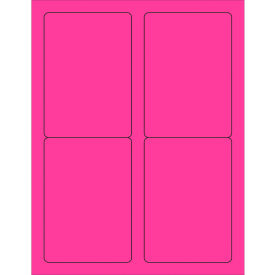 Tape Logic Rectangle Laser Labels 5"L x 3-1/2"W Fluorescent Pink 4 Labels/Sheet 